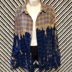 Bleached fade flannel shirt